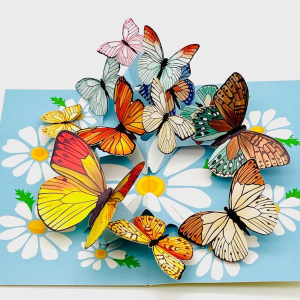 Handcrafted 3D Pop-Up Card With Butterflies & Flowers, Mum Mother'S Day Pop Up Card, 3D Birthday Cards For Her, Thank You Card