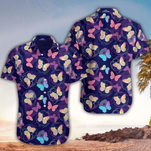 Purple Butterfly Hawaiian Shirt