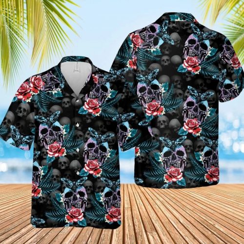 Skull Rose And Butterfly Hawaiian Shirt