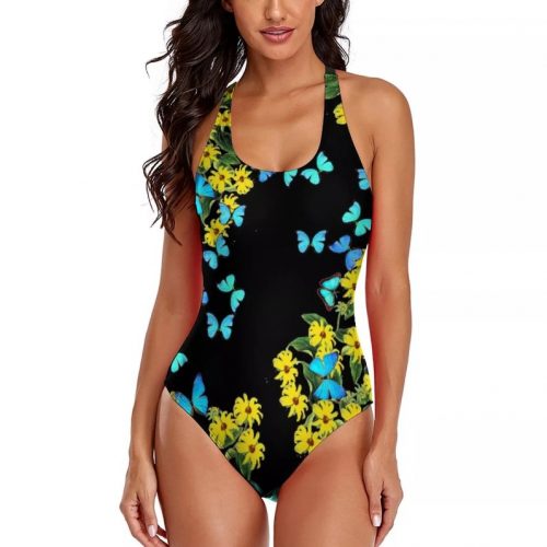 Yellow Flower Blue Butterfly Swimsuit